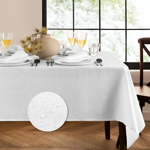 Vista 18 de Elrene Home Fashions - Mantel de textura sólida de laurel, resistente al agua y a las manchas, 52 x 70 pulgadas, rectangular, color salvia