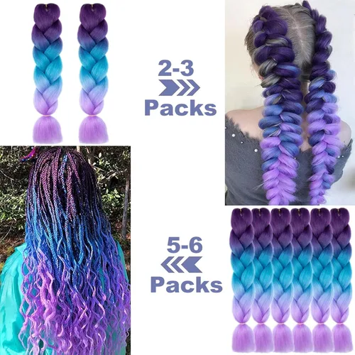 Vista 4 de Beige (613) Cabello trenzado 6 paquetes de extensiones de cabello sintético de 24 pulgadas, extensiones de cabello trenzado Jumbo Ombre trenzado