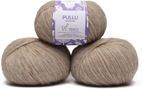 Vista 11 de Pullu - Juego de 3 madejas de hilo de lana de alpaca bebé y merino (150 gramos) de peso worsted - Procedencia directa de Perú - Celestialmente suave