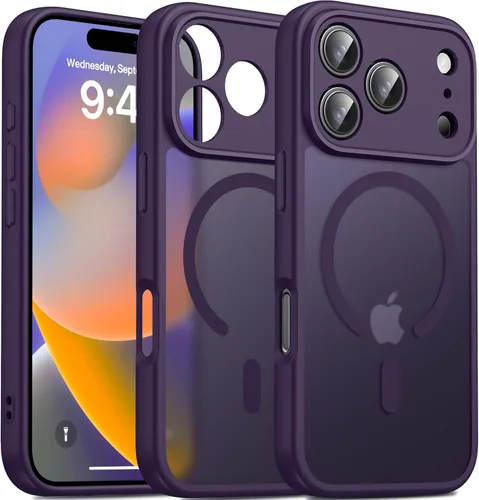 Vista 77 de Oterkin Funda magnética para Samsung Galaxy A17 mate, funda de teléfono A17 compatible con MagSafe esmerilada, translúcida, a prueba de golpes Negro
