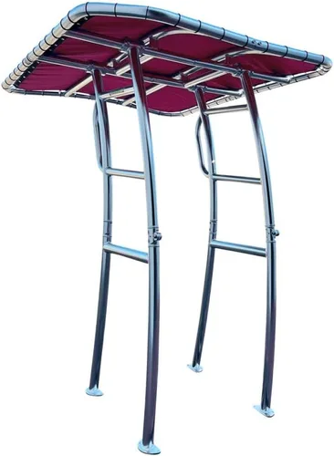 Vista 32 de FishMaster Pro Series - T-Top para Barcos de Pesca con Consola Central - Ajuste Universal - Recubrimiento en Polvo Negro - Parte Superior Negra