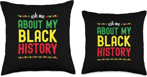 Vista 3 de Black History Month African Pride Apparel Ask Me About My Black History Afro African Throw Pillow, 16 x 16 pulgadas, multicolor