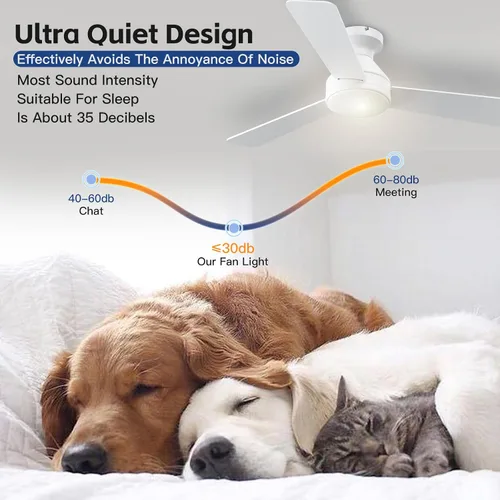 Vista 5 de Ventiladores de techo con luces, ventilador de techo de 42 pulgadas con luz y control remoto, ventiladores de techo de montaje empotrado de perfil
