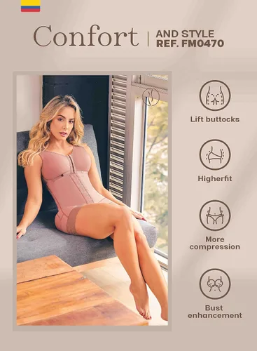 Vista 7 de 0470 Fajas Colombianas Reductoras y Moldeadoras Postparto Body Shaper For Women Post Surgery Compression Garment
