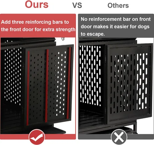 Vista 2 de Jaula indestructible para perros de 44 pulgadas, resistente y de alta ansiedad, a prueba de golpes, jaula de techo puntiaguda de metal para perros