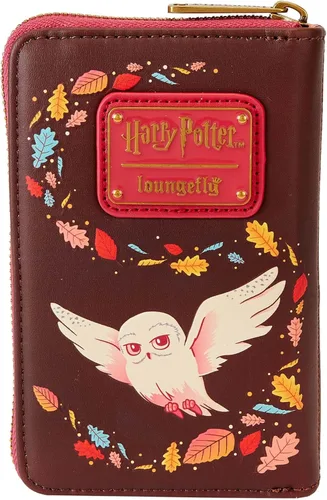 Vista 4 de Loungefly Harry Potter Hogwarts Otoño Cremallera Alrededor Cartera Carteras de Harry Potter, Rojo -, Cartera