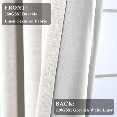 Vista 4 de Fcosie Cortinas opacas de lino de 50 pulgadas de ancho x 63 pulgadas de largo, paneles de cortina con ojales para sala de estar, dormitorio, baño