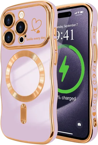Vista 67 de LCHULLE - Funda magnética para iPhone 13 para mujeres y niñas, con forma ondulada, color azul bebé [Compatible with MagSafe] Cute Curly Wave, Love
