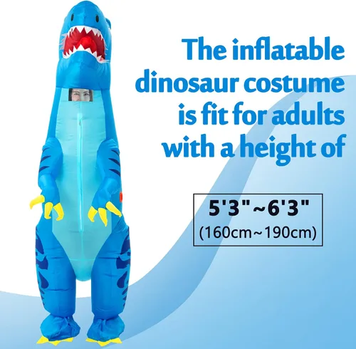 Vista 2 de Dinosaur Costume for Adults Inflatable Costume Adult Full Body Dinosaur Air Blow up Halloween Costume for Men and Women