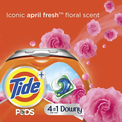 Vista 4 de Tide PODS con detergente líquido Downy, April Fresh, 12