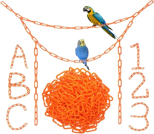 Vista 7 de 200 piezas de eslabones de plástico negro y juguetes - Clip en C entrelazado para jaula de pájaros accesorios para periquitos, planeadores