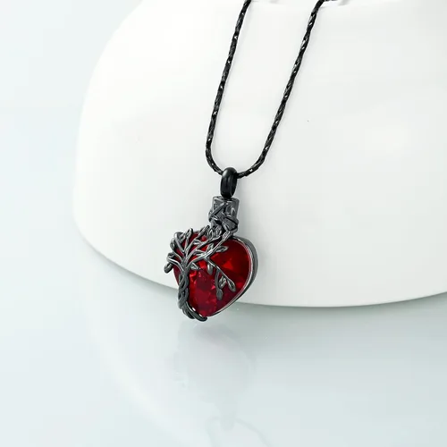 Vista 32 de Imrsanl Collar de urna de árbol de la vida con forma de corazón, joyería de cremación para hombres y mujeres, recuerdo, joyería conmemorativa