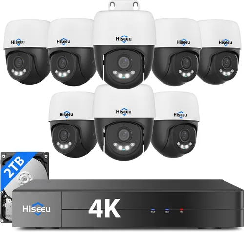 Vista 11 de Seguimiento humano + inclinación de 90° de giro de 300°: sistema de cámara de seguridad Hiseeu 4K PoE, sistema de cámara de seguridad NVR con cable