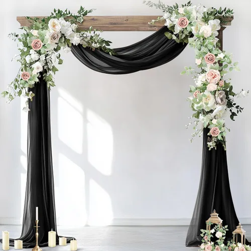 Vista 9 de Socomi Tela para Arco de Boda 1 Panel 29" x 19 Pies Gasa Chifón Transparente Azul Bebé Cortinas 6 Yardas para Ceremonia de Boda Decoración de Fiesta