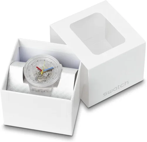 Vista 3 de Swatch Reloj unisex CLEARLY BOLD (Modelo SB01K100), Transparente, Reloj estándar