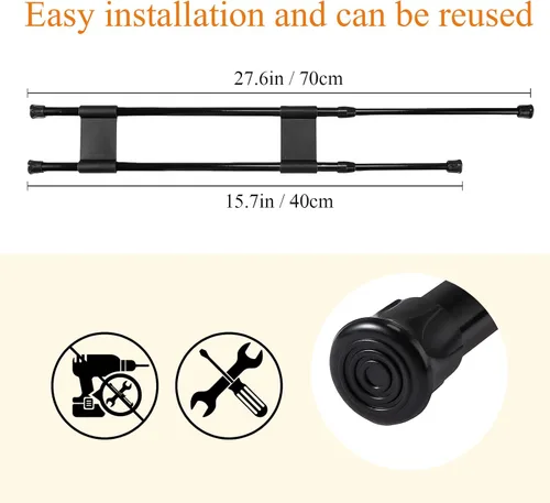 Vista 2 de Zubebe 4 piezas Barra doble para refrigerador de RV ajustable con resorte de tensión Barras para refrigerador de RV Accesorios para refrigerador