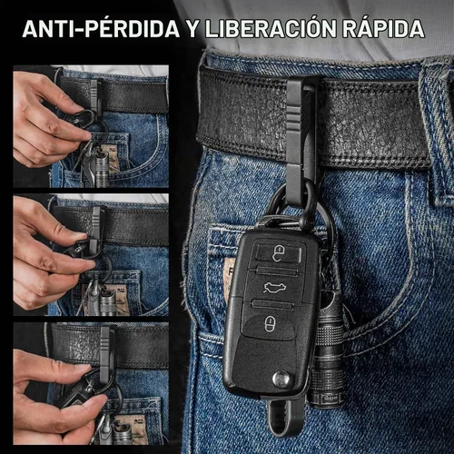 Vista 4 de TISUR Clip de llave de cinturón de titanio, organizador de llaves de Negro
