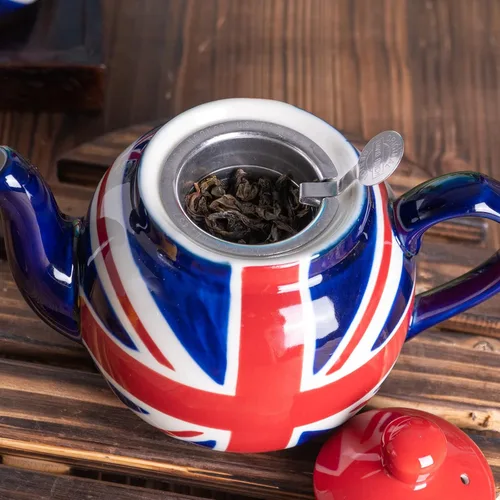 Vista 4 de London Pottery Tetera con infusor, cerámica, pintado a mano Union Jack Edición Limitada, 2 tazas (20.3 fl oz)