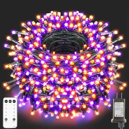 Vista 15 de Cadena de 300 luces LED para árbol de Navidad de 105 pies, luces navideñas enchufables con 8 modos y certificación UL, luces para interiores