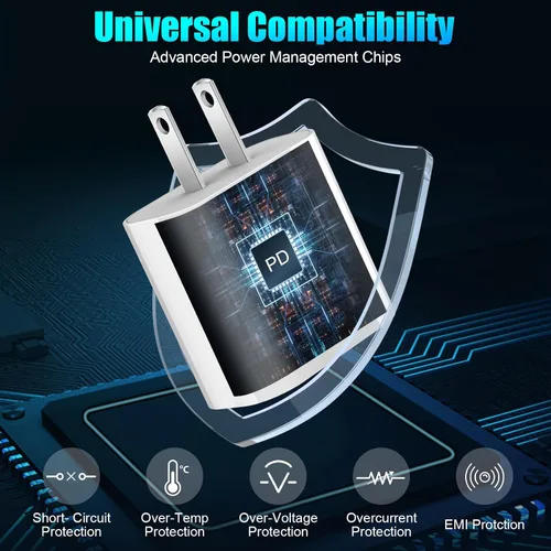 Vista 5 de Carga Rápida para iPhone 16 15 Cargador, Paquete de 2 Cargador USB C de Apple de 20W con Cable de Carga USB C a C de 6 Pies para iPhone 16 Pro
