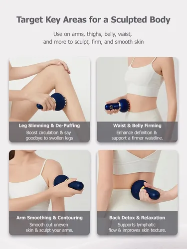 Vista 4 de Masajeador de drenaje linfático y herramienta de masaje anticelulitis, ayuda a reducir las estrías y la celulitis, para piernas, brazos y vientre