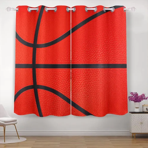 Vista 9 de Cortinas opacas de 42 x 63 pulgadas (2 paneles) con ojales para oscurecer la parte superior para dormitorio y sala de estar, deportes, béisbol