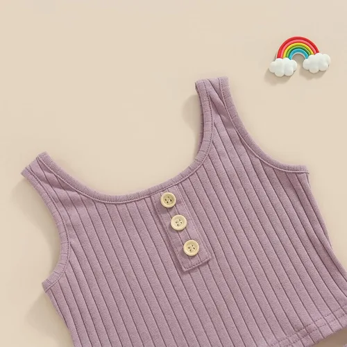 Vista 5 de Ropa de verano para niña pequeña, con estampado de margaritas, sin mangas, con volantes, pantalones cortos