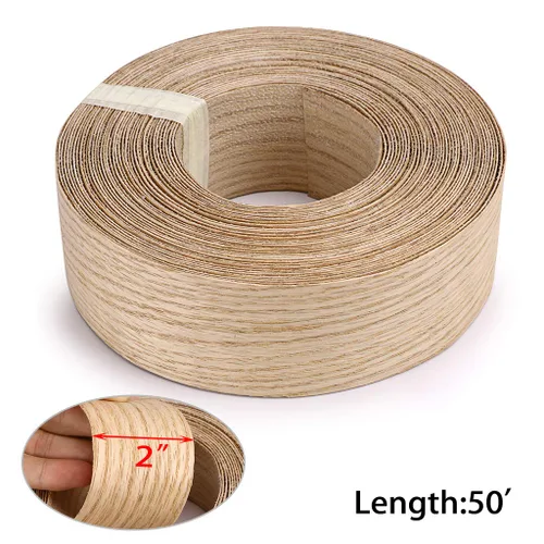 Vista 4 de Skelang Cinta de Chapa de Madera de Roble Rojo para Bordes Preengomada para Planchar con Adhesivo Termofusible Cinta de Bordes Flexible de Madera