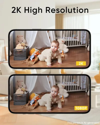 Vista 5 de BoyKeep Indoor Camera, 2K Cameras for Home Security with Motion Detection, Pet Camera Indoor with Phone App, Color Night Vision, 2-Way Audio