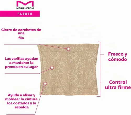 Vista 3 de Maidenform Faja moldeadora para mujer Cinturilla de Control Ultra Firme Entrenador Negro