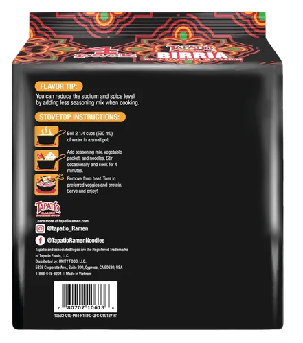 Vista 2 de Tapatío Sopa de fideos Ramen, sabor a Birria, bolsa de 4.23 onzas (4.23 oz), caja de 16