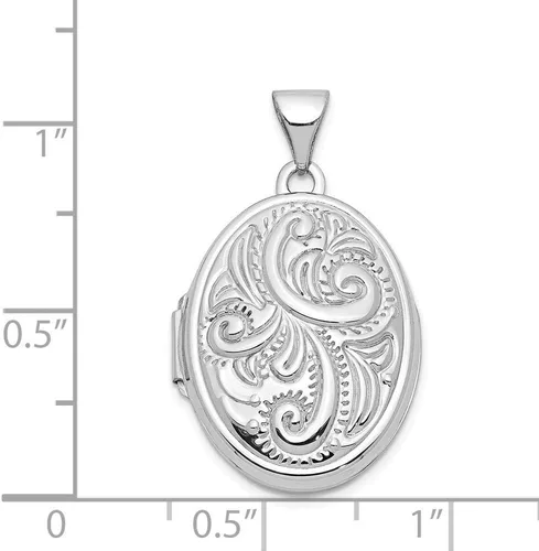 Vista 4 de Roy Rose Jewelry Medallón ovalado abovedado oro blanco de 14 quilates 1.142x0.827 in, Metal, No es una piedra preciosa