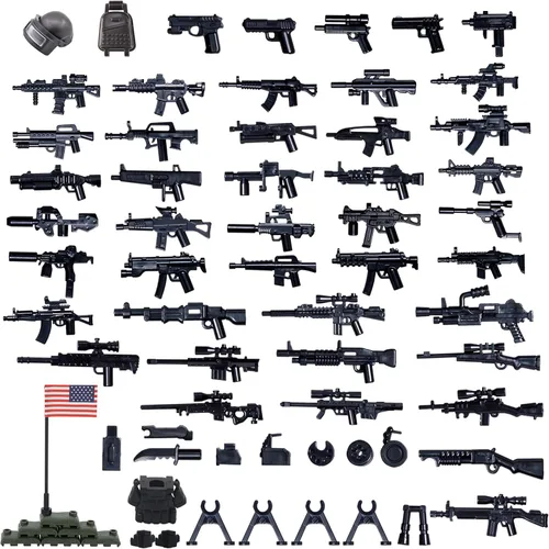 Vista 7 de Paquete de armas, accesorios de armas militares, juguetes modelo soldado de la Segunda Guerra Mundial, equipo militar, bloques de batalla