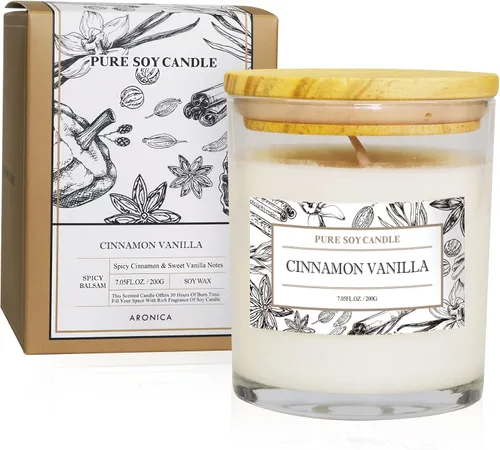Vista 10 de Aronica Regalos de Anfitriona de Alta Gama para Mujer, Vela de Bambú y Jazmín, Velas de Soja para el Hogar Perfumado, Velas Naturales de Verano