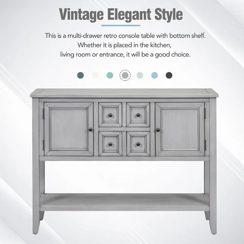 Vista 6 de Harper & Bright Designs Mesa de buffet para cocina, mesas de buffet y aparador con cuatro cajones de almacenamiento, dos armarios e inferior