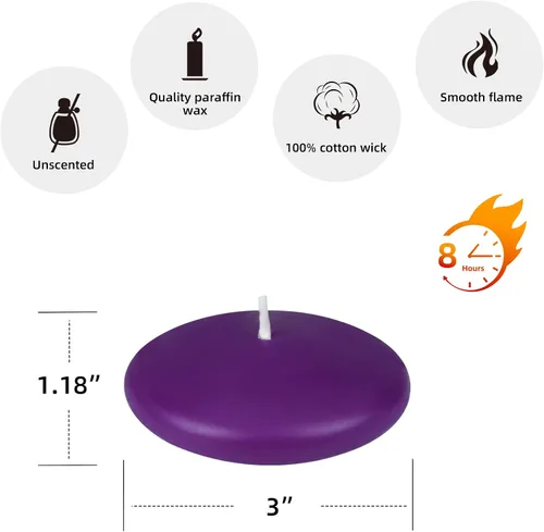 Vista 6 de Velas flotantes moradas de 3 pulgadas
