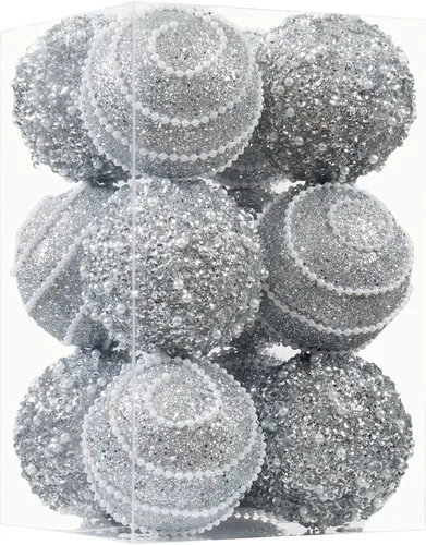 Vista 14 de Adornos de bolas de Navidad dorados, adornos de bolas de Navidad decoraciones irrompibles de plástico colgantes perlas para fiestas de Navidad