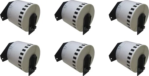 Vista 2 de DK-2205. Compatible con Brother DK-2205 2-3/7" x 100' Etiqueta blanca continua (6 rollos)