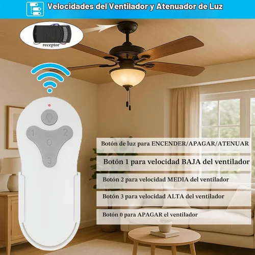 Vista 2 de Kit de Reemplazo Universal para Control Remoto de Ventilador de Techo Compatible con Harbor Breeze, Hunter, Hampton Bay, Atenuador de Luz de 3