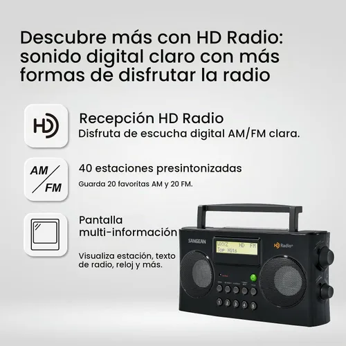 Vista 9 de Sangean HDR-16 HD radio portátil AM/FM-Stereo