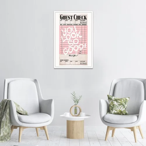 Vista 6 de KFDJIG Lienzo retro de moda para pared, arte de pared, color rosa y naranja y negro, pósteres inspiradores de galería, You Look So Good, impresiones