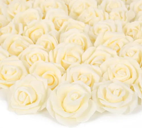 Vista 15 de Cabezas de rosas artificiales, 100 rosas falsas negras, cabezas de rosas artificiales de espuma para ramos de boda, centros de mesa, arreglos