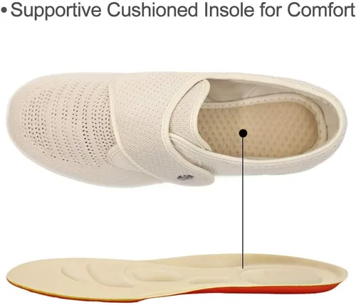 Vista 4 de Women's Diabetic Elderly Shoes Mesh Breathable Walking Sneakers Lightweight Adjustable Easy On and Off Strap Summer Slippers for Swollen Feet