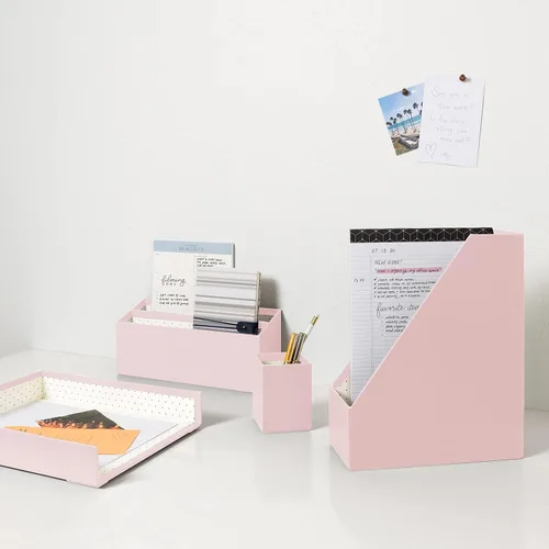Vista 7 de U Brands Juego de organización de escritorio envuelto en papel, suministros de organización de oficina, rubor y puntos, 4 piezas
