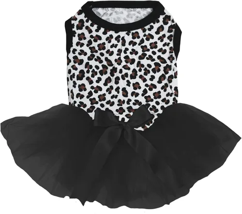 Vista 8 de Petitebella Vestido para perro cachorro con tema de leopardo liso (leopardo negro/beige, talla XS)