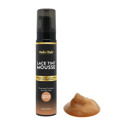 Vista 5 de Dolahair Mousse de tinte de encaje fundido y spray para pelucas de color marrón oscuro, espuma para pelucas frontales de encaje (marrón oscuro)