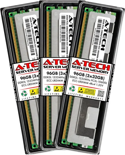 Vista 15 de A-Tech 32GB DDR3/DDR3L 1333MHz PC3L-10600L ECC LRDIMM 4Rx4 Quad Rank 1.35V Carga reducida DIMM 240-Pin Server RAM módulo de actualización de memoria