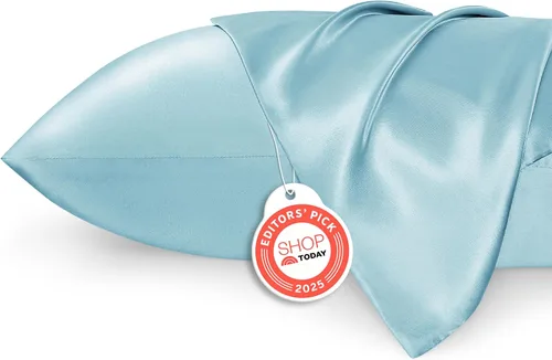 Vista 11 de Bedsure Paquete de 2 fundas de almohada de satén similares a las fundas de almohada de seda tamaño estándar, funda de almohada para mujeres que