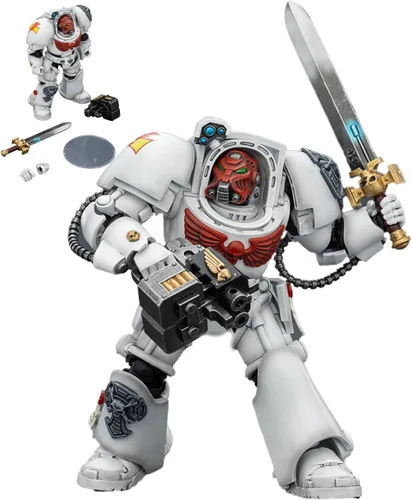 Vista 40 de JOYTOY Black Templars Warhammer 40k 1/18 Figura de acción Black Templars Terminator 1 con espada de poder y bolter de tormenta, regalos