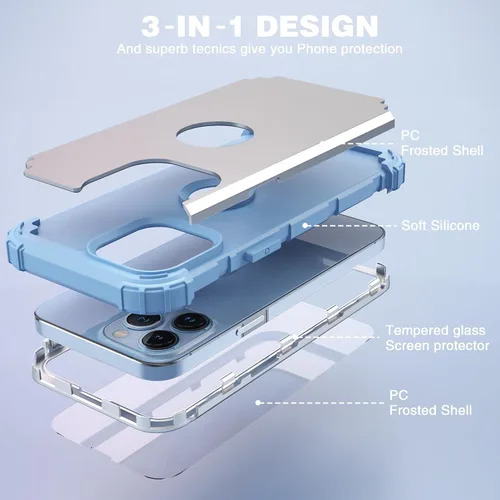 Vista 9 de IDweel Funda para iPhone 14 Pro Max con protector de pantalla para mujer, 3 en 1, a prueba de golpes, ajuste delgado, híbrida, resistente, cubierta